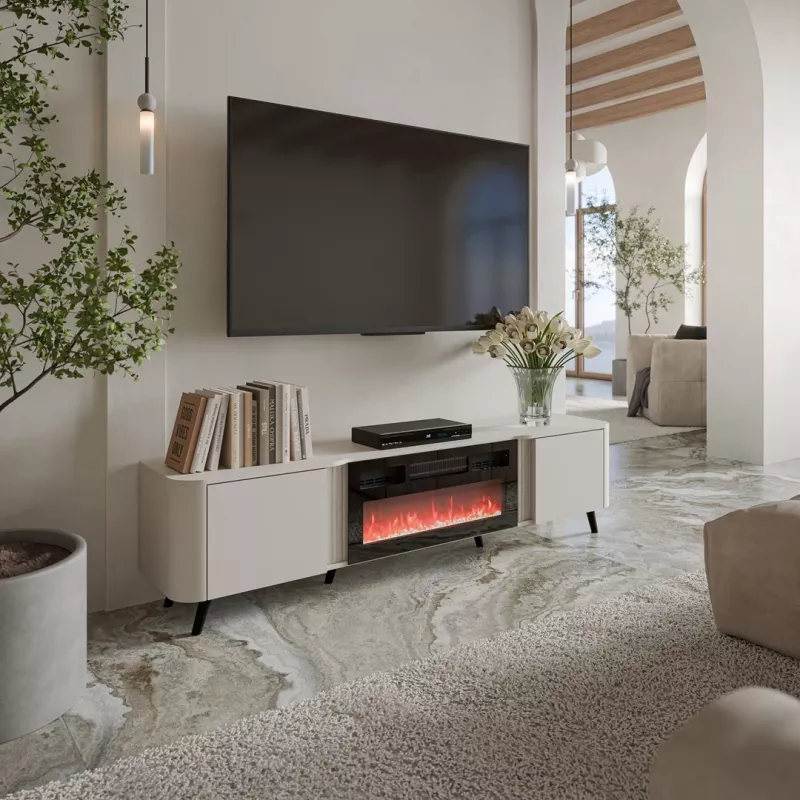 TV spintelė Cama Meble Volare 200 x 39 x 49 cm kašmyro su elektriniu židiniu