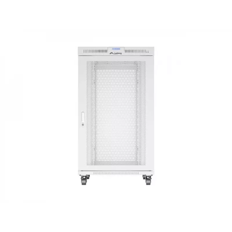 Ant grindų statomas 19 colių 27U tinklo spintos stovas 800x1000 pilkas perforuotomis durelėmis su LCD ekranu LANBERG (plokščia pakuotė)