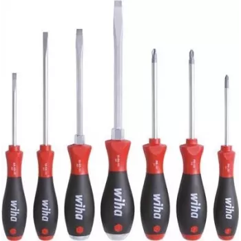 Atsuktuvų rinkinys wiha 40585 – 7 vnt.: PH1, PH2, PZ2, plyšiniai 4,5, 5,5, 6,5, 8 mm