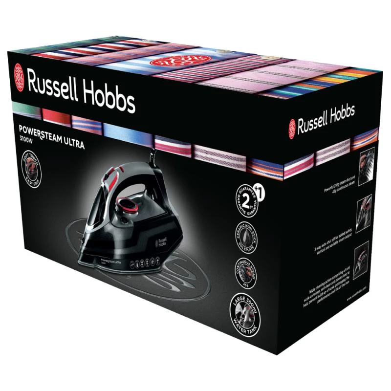 Lyginimo lygintuvas Russell Hobbs 20630-56 sausas ir garinis, keraminis padas, 3100 W, juoda, pilka