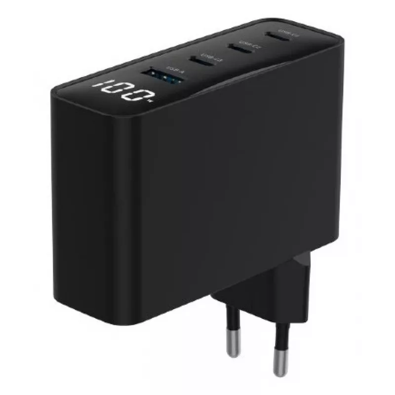 Gembird TA-UC-PDQC100LCD-01-BK greitasis 100 W USB įkroviklis nešiojamam kompiuteriui ir telefonui, juodas