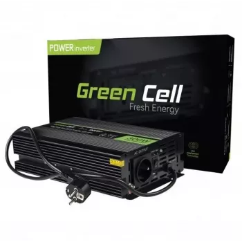 Keitiklis Green Cell INV07, nuo 12 V DC į 230 V AC, 300 W, grynas sinusas, juodas