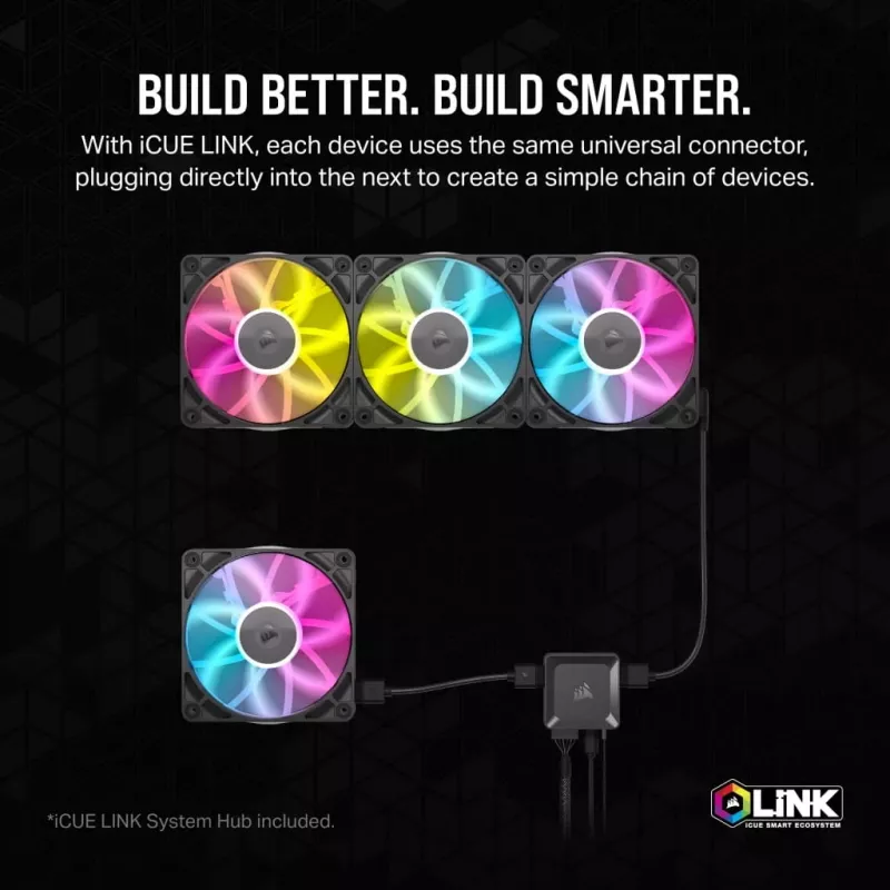 Ventiliatorius Corsair iCUE LINK RX140 RGB 14 cm juodas 300-1700 RPM