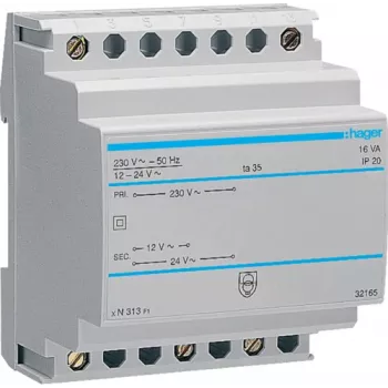 Saugos transformatorius 12V/1.33A arba 24V/0,67A ST313 (ST313)
