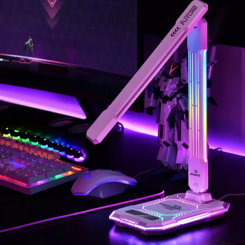 Stalinė lempa Hawk HW-LAMP04 balta LED reguliuojama, balta spalva, reguliuojama galvutė ir rankena