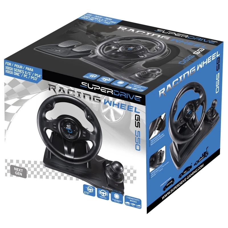 Subsonic SA5596-NG žaidimų vairas su pedalais USB, juodas, 270°