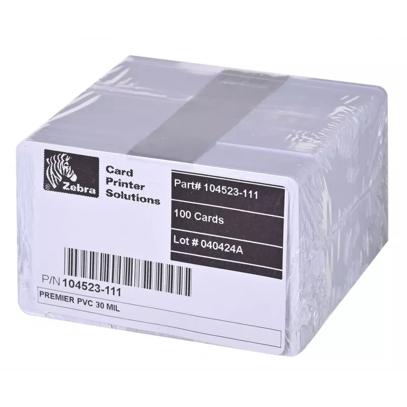 Zebra Premier PVC kortelė, 30 mil (5 pakuotės x 100 vnt.)