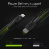 Laidas Lightning – USB‑C Green Cell KABGC07, 1 m, juodas, Lightning (vyriškas) – USB‑C (vyriškas), 480 Mbps