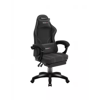 Žaidimų kėdė Huzaro Force 3.7 Carbon Black – ergonomiška, reguliuojamas aukštis 107,5–116,5 cm, 5 ratukai, juosmens ir kaklo pagalvėlės