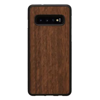Dėklas Samsung Galaxy S10, juodas Koala dizainas, natūrali mediena ir polikarbonatas