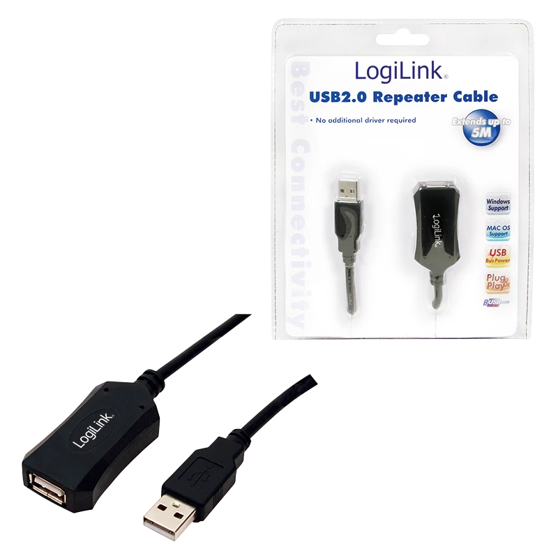 LogiLink USB 2.0 kartotuvinis laidas - 5 m USB A laidas