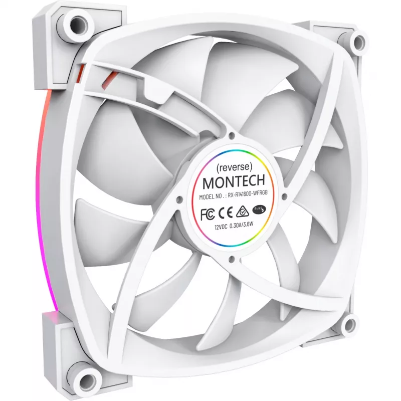 Montech RX140 PWM 140 mm ARGB korpuso ventiliatorius - Baltas