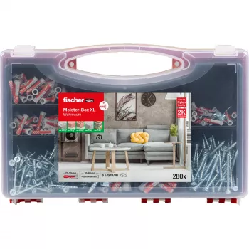 FISCHER tvirtinimo rinkinys Meister-Box XL 210 vnt. – inkarų, kaiščių ir varžtų asortimentas