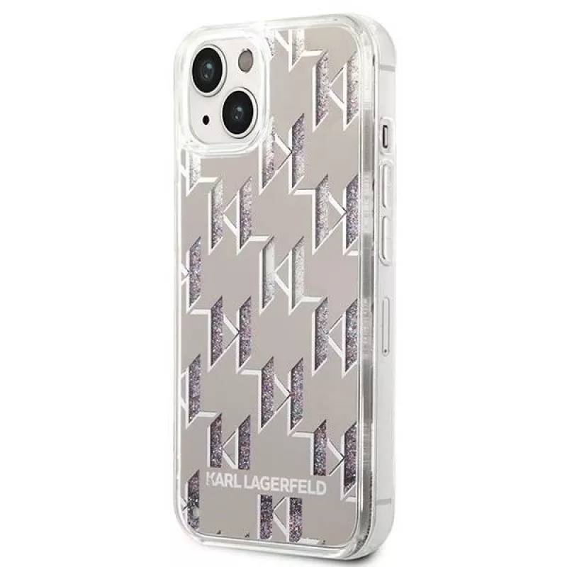 Karl Lagerfeld KLHCP14MLMNMS iPhone 14 Plus 6,7″ kietas dėklas sidabrinis / sidabrinis Liquid Glitter Monogram