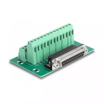 DeLOCK D-Sub 25 kontaktų moteriškas į terminalų bloką adapteris DIN bėgiui 51mm x 86mm x 30mm