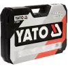 Mechaniko įrankių rinkinys YATO YT-38901 – 122 vnt., su lizdais 12–32 mm, reketu, prailginimais, atsuktuvais, plaktuku, replėmis, chromuota apdaila