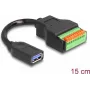 DeLOCK USB 3.2 Gen 1 laidas, USB Type-A (moteriška) į gnybtų bloką, 15 cm