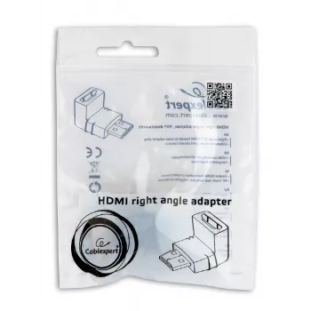HDMI adapteris GEMBIRD A-HDMI90-FML, HDMI į HDMI, 90° stačiu kampu, juodas