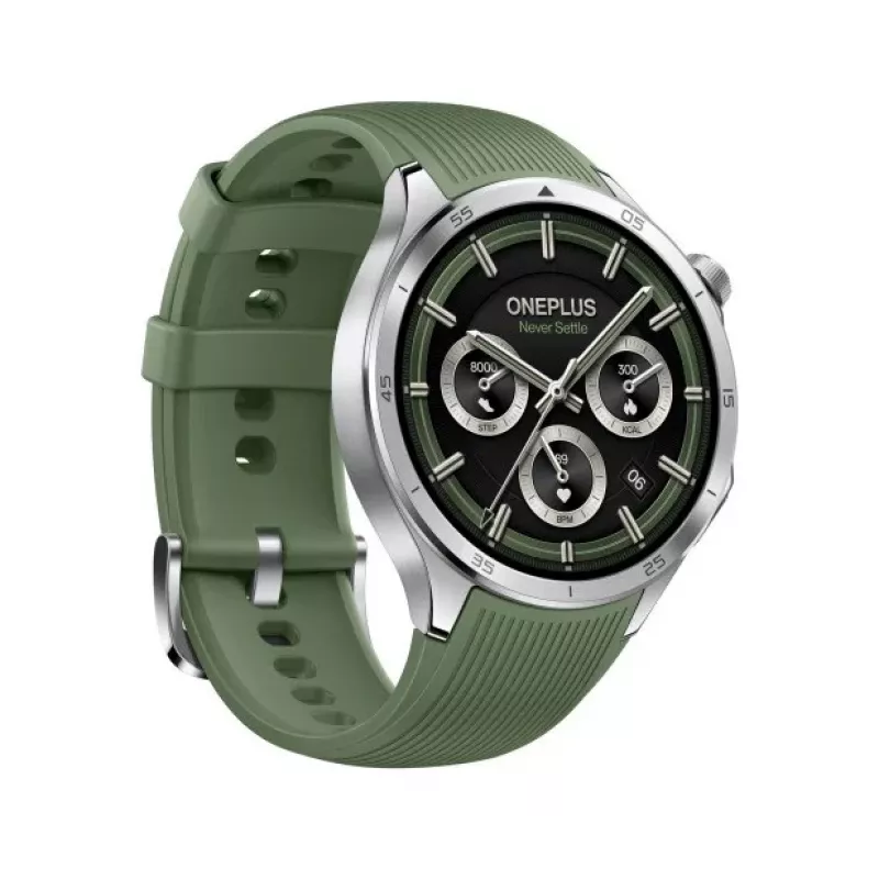 ONEPLUS Watch 3 Emerald Titanium išmanusis laikrodis – 46 mm nerūdijančio plieno korpusas, 1,5 colio AMOLED, GPS, IP68, 16 dienų baterija, žalias guminis dirželis
