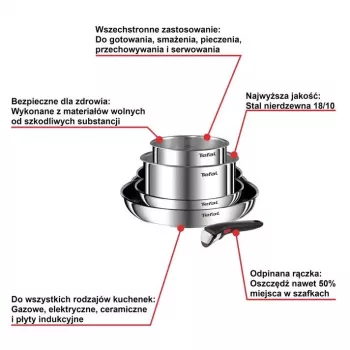 Keptuvių rinkinys Tefal Ingenio Emotion L897S574, indukcinis, nuimama rankena, 16/20/22/28 cm
