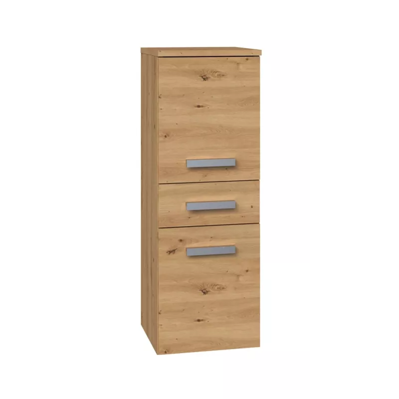 Laisvai pastatoma vonios spintelė Top e Shop NEL V DDS ARTISAN – ąžuolo spalvos, 3 lentynos, 300×300×850 mm