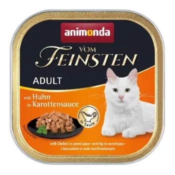 Šlapias ėdalas katėms animonda ANIMONDA Vom Feinsten Vištiena morkų padaže, 100 g, padėklas, suaugusioms katėms, be glitimo ir sojos