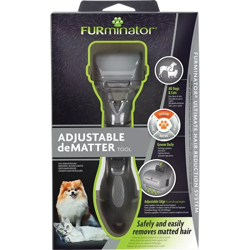 Šalinimo šepetys FURminator Adjustable katėms ir šunims, nerūdijančio plieno ašmenys, ergonomiška rankena, 185 g