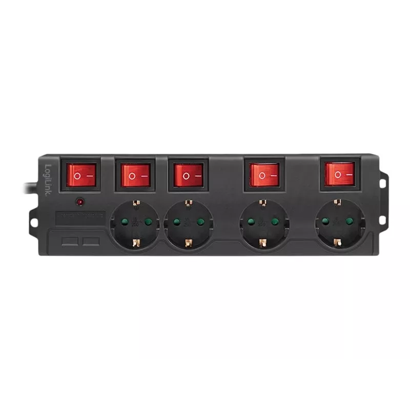 Prailginimo laidas LogiLink LPS251 1,5 m 4 AC lizdai juodas