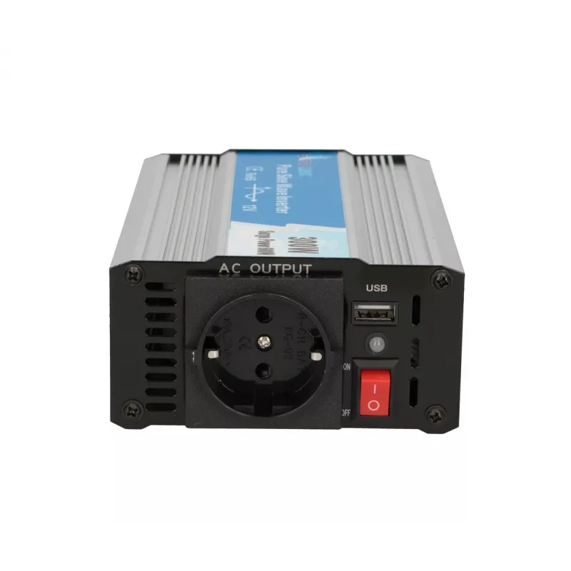 Įtampos keitiklis Extralink OPIP-300W 12V 300W gryno sinuso, aliuminio korpusas, aktyvus aušinimas