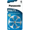 Baterijos klausos aparatams Panasonic PR 675 (dydis 10), 605 mAh, Cinko-oro, 6 vnt. pakuotė