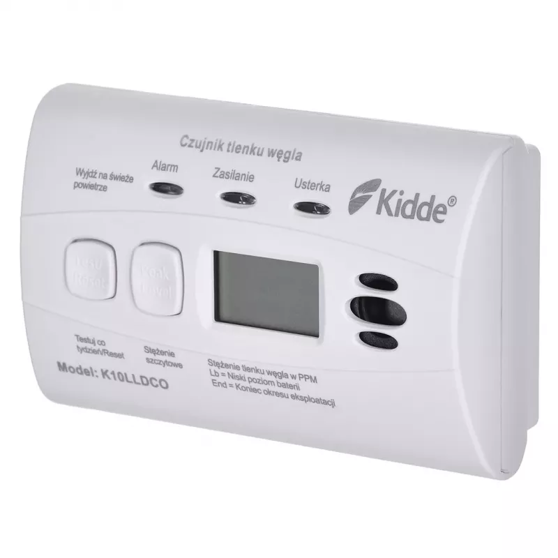 Anglies monoksido detektorius KIDDE K10LLDCO su LCD ekranu ir 10 metų baterija