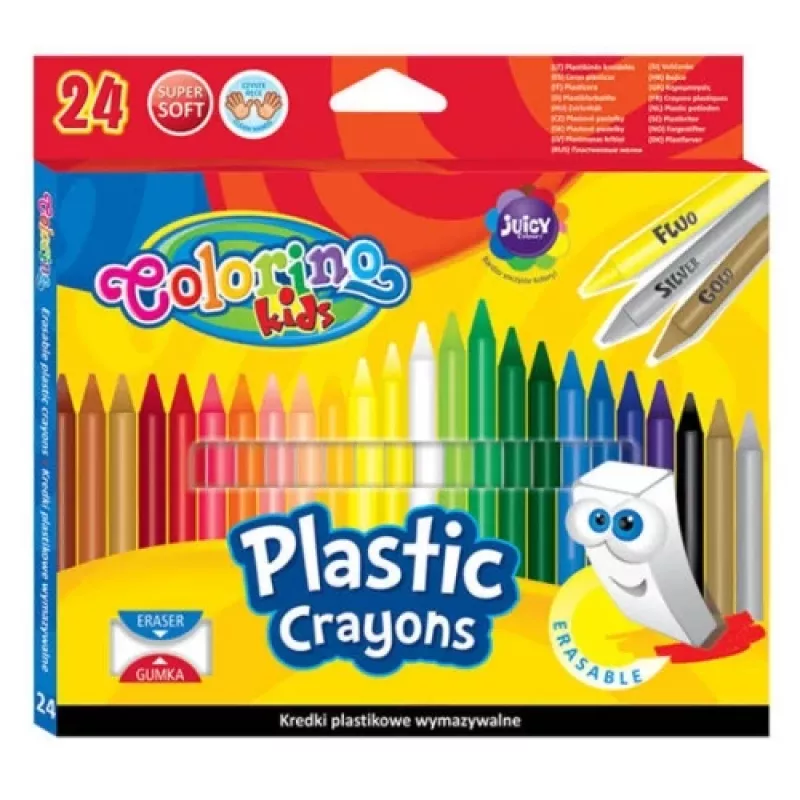 Colorino Kids Ištrinamos plastikinės kreidelės 24 spalvos