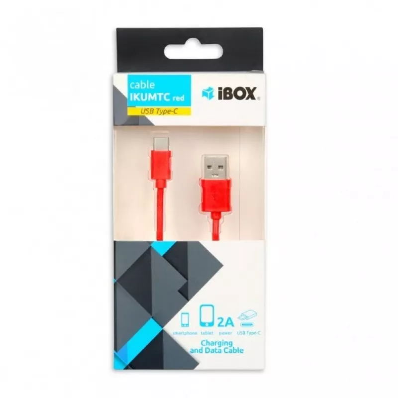 USB laidas iBox IKUMTCR 1 m, USB A į USB-C, USB 2.0, raudonas