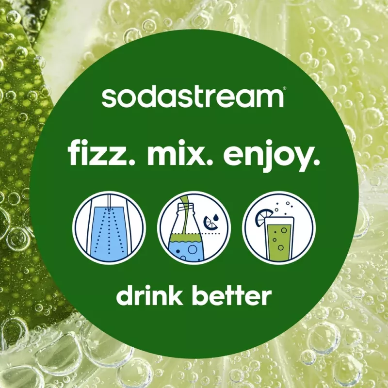 Sodos gaminimo aparatas SODASTREAM Art Blue Steel – 1 L plastikinis butelis, 60 L dujų balionėlis, 173×245×430 mm