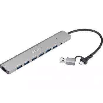 USB šakotuvas SANDBERG 136-66 – 7x USB 3.0 prievadai, išorinis maitinimas