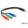 Garso kabelis DeLOCK 62499 0,24 m 3,5 mm į 3 x RCA juodas