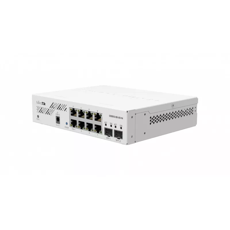 MikroTik CSS610-8G-2S+IN tinklo jungiklis – 8x Gigabit RJ-45, 2x SFP+ 10G, PoE, 12–57V