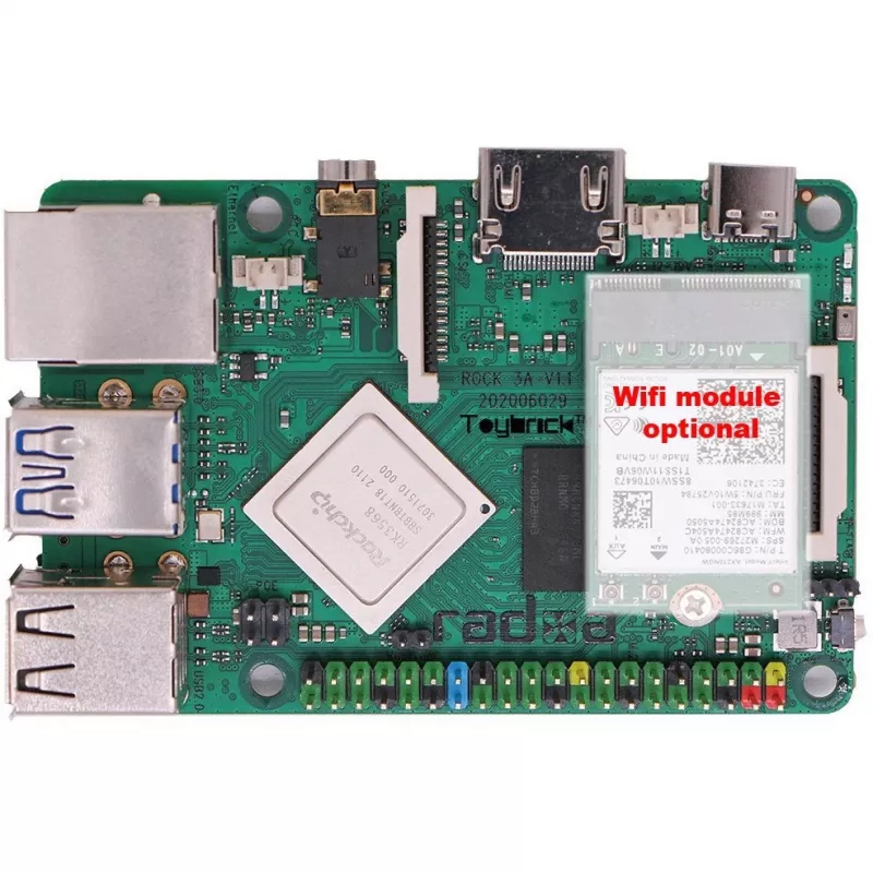 Vienos plokštės kompiuteris ALLNET Radxa Rock 3A 8 GB RK3568 keturių branduolių Cortex-A55 2 GHz