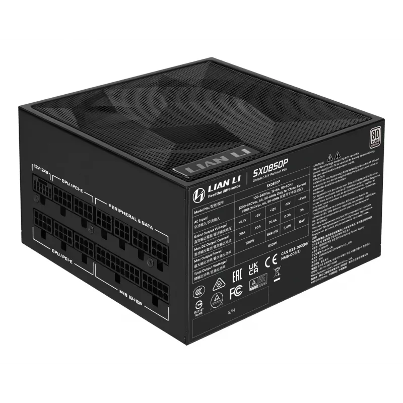 Maitinimo blokas Lian Li SX Series 850W 80 PLUS Platinum pilnai modulinis PCIe 5.1 ATX 3.1