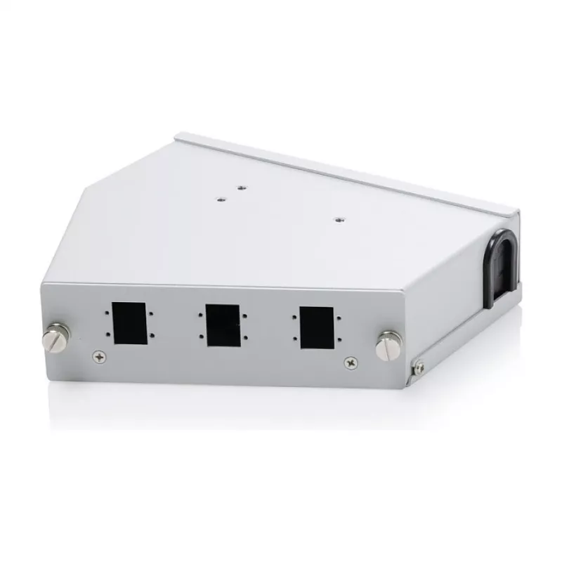 DIN bėgio šviesolaidžių splaisų skirstytuvas DIGITUS DN-96894 — kampuotas, 6 SC SX / LC DX, aliuminis, pilkas