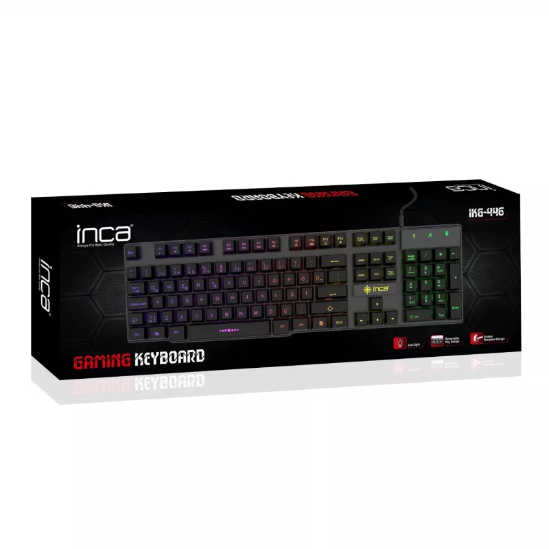 Incase Gaming Keyboard IKG-446 Regenbogen, RGB, vokiškas išdėstymas, mažmeninė prekyba