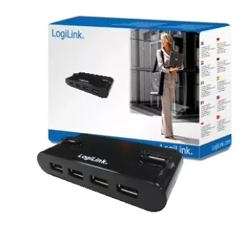 LOGILINK USB 2.0 4 prievadų šakotuvas su maitinimo bloku, juodas