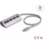 USB šakotuvas DELOCK 3 prievadai 5 Gbps su SD ir microSD kortelių skaitytuvu bei USB-C jungtimi