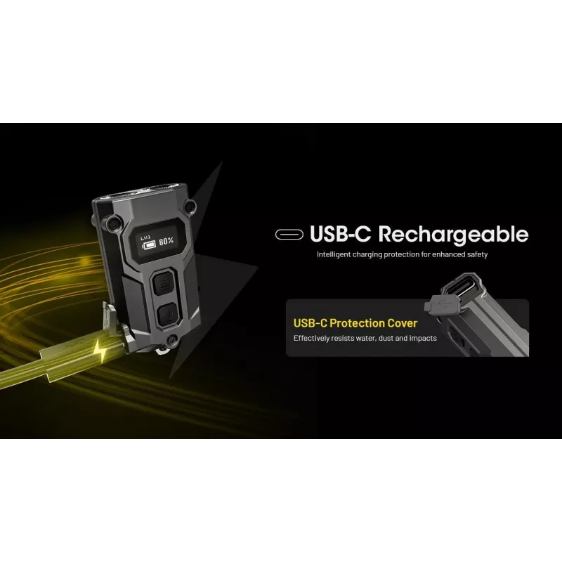 Raktų pakabuko žibintuvėlis Nitecore TINI3 juodas 600 lm USB įkraunamas