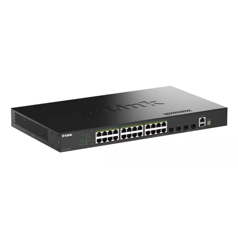 D-Link 28 prievadų Gigabit kraunamas PoE+ išmanusis valdomas tinklo jungiklis su 4 x 10G SFP+ prievadais