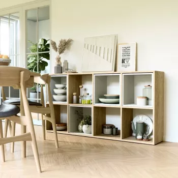 Knygų lentyna Top e shop MALAX 2X4 SONOMA, ąžuolo sonoma, 8 lentynų, 1470×300×750 mm