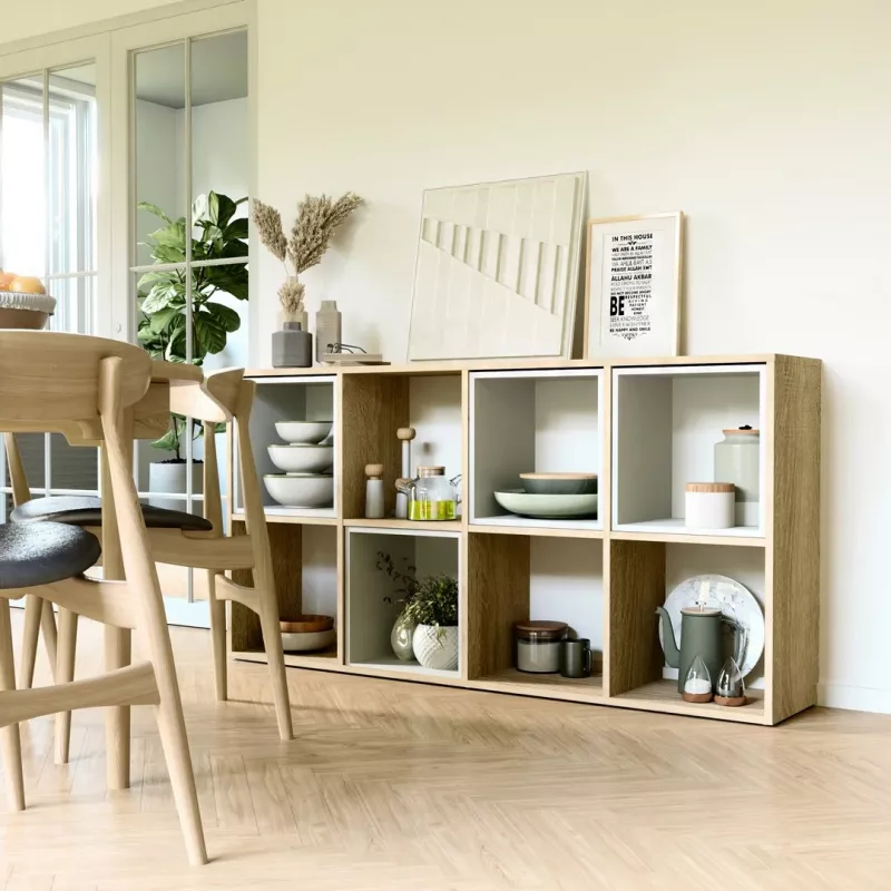 Knygų lentyna Top e shop MALAX 2X4 SONOMA, ąžuolo sonoma, 8 lentynų, 1470×300×750 mm