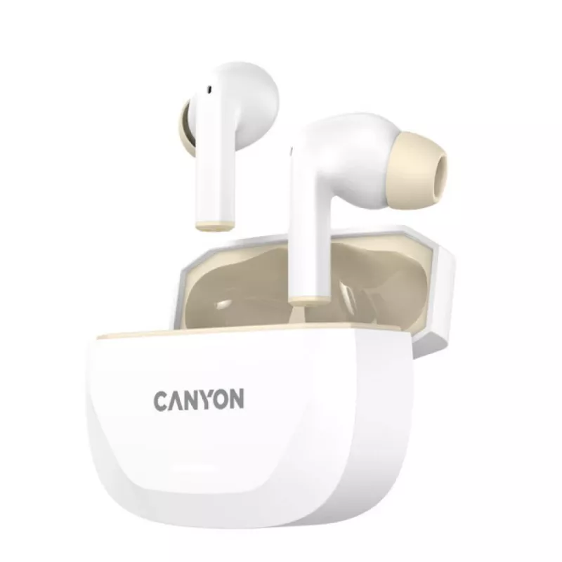Ausinės CANYON HEXAGON 7 TWS ANC+ENC belaidžio įkrovimo balta smėlio spalvos