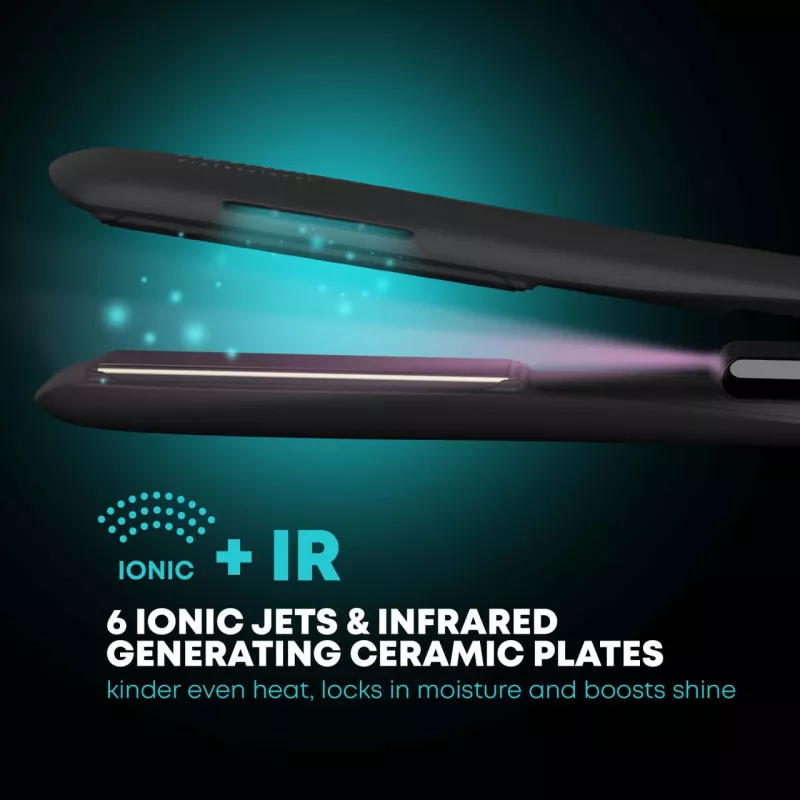 Plaukų tiesintuvas Revamp ST-1850BK-EU su jonų blizgesio funkcija, juodas