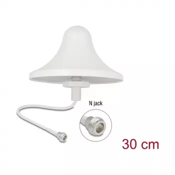 Kryptinė lubinė antena DELOCK 4G WiFi 2,4 GHz N tipo (moteriška) 3 dBi RG-58 30 cm